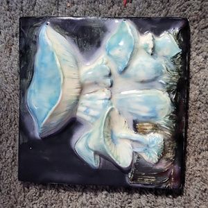 Mushroom art glazed tile
